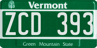 VT license plate ZCD393