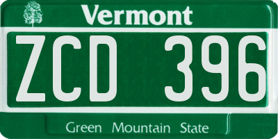 VT license plate ZCD396