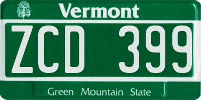 VT license plate ZCD399