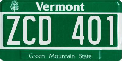 VT license plate ZCD401