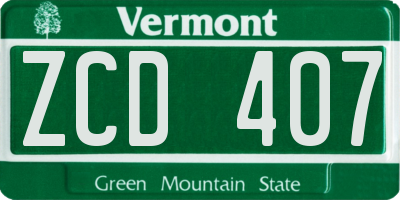 VT license plate ZCD407