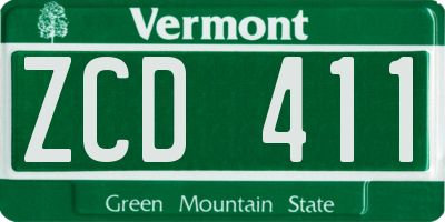 VT license plate ZCD411