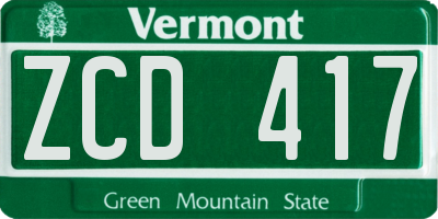 VT license plate ZCD417