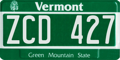 VT license plate ZCD427