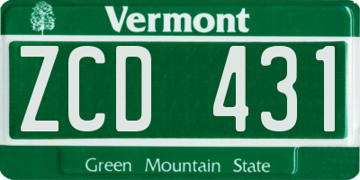 VT license plate ZCD431