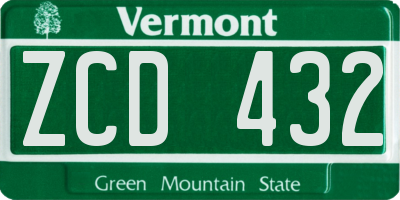 VT license plate ZCD432