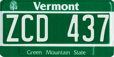 VT license plate ZCD437