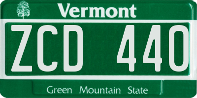VT license plate ZCD440