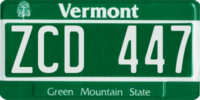 VT license plate ZCD447