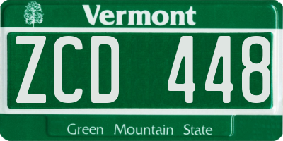 VT license plate ZCD448