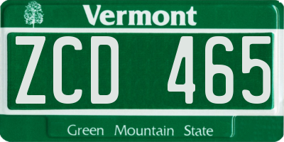 VT license plate ZCD465