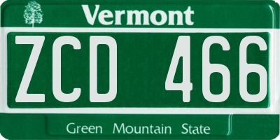 VT license plate ZCD466