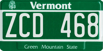VT license plate ZCD468