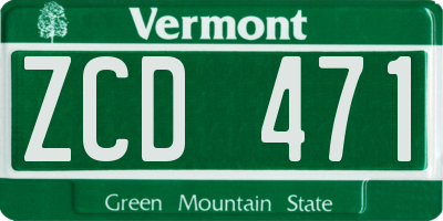 VT license plate ZCD471