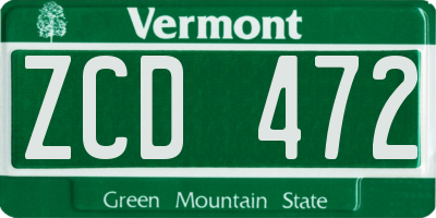 VT license plate ZCD472