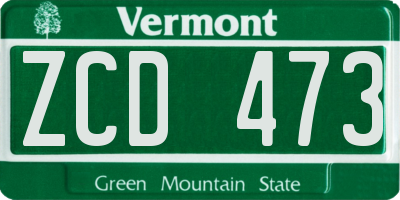 VT license plate ZCD473