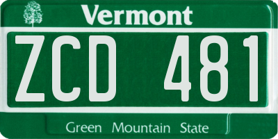 VT license plate ZCD481