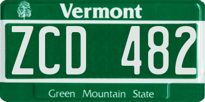 VT license plate ZCD482