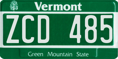 VT license plate ZCD485