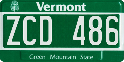 VT license plate ZCD486