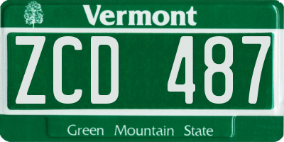 VT license plate ZCD487