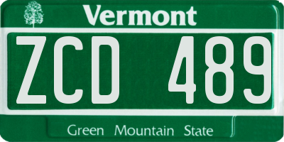 VT license plate ZCD489