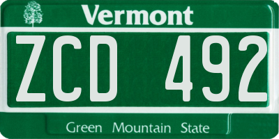 VT license plate ZCD492