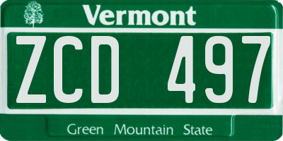 VT license plate ZCD497