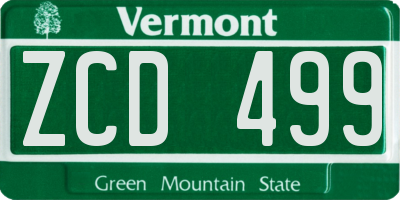 VT license plate ZCD499