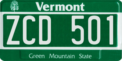 VT license plate ZCD501