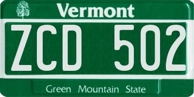 VT license plate ZCD502