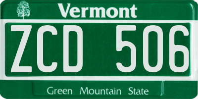 VT license plate ZCD506