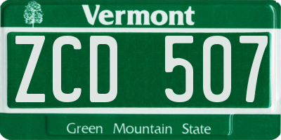 VT license plate ZCD507