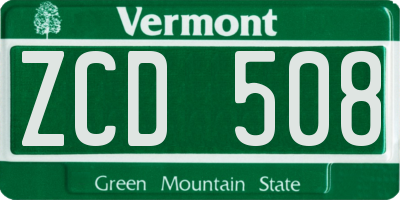 VT license plate ZCD508