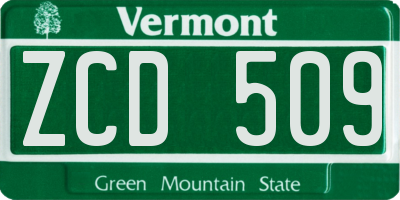VT license plate ZCD509