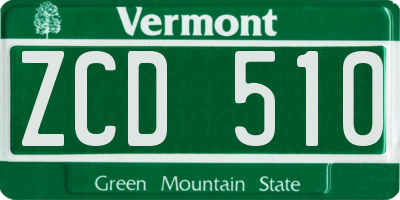 VT license plate ZCD510