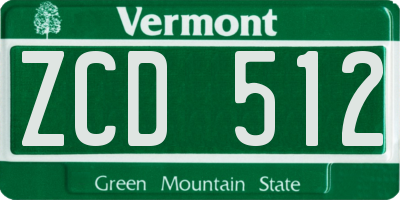 VT license plate ZCD512