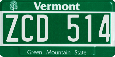 VT license plate ZCD514