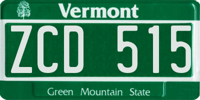 VT license plate ZCD515