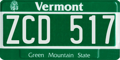 VT license plate ZCD517