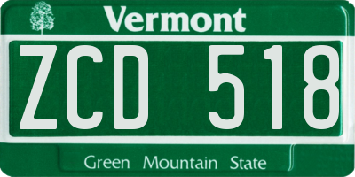 VT license plate ZCD518