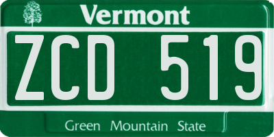 VT license plate ZCD519