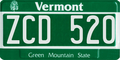 VT license plate ZCD520