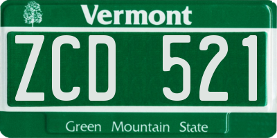 VT license plate ZCD521