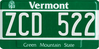 VT license plate ZCD522