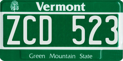VT license plate ZCD523