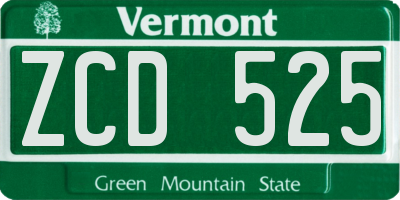 VT license plate ZCD525