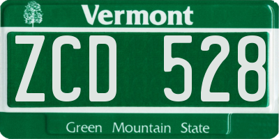 VT license plate ZCD528
