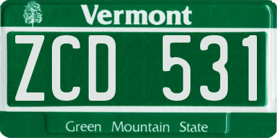 VT license plate ZCD531