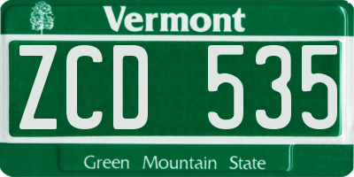 VT license plate ZCD535